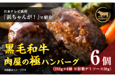 ＜TVで紹介されました＞簡単調理!黒毛和牛使用　肉屋の極ハンバーグ 6個入り【1487881】