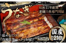 KAQ001 国産うなぎの蒲焼〈冷凍・真空〉約105ｇ×2パック（2尾分）合計約210ｇ ふるさと納税 うなぎ 国産 鰻 2尾 千葉県 木更津 送料無料