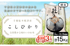 KW004 ＜3ヶ月定期便＞千葉県木更津産 精米こしひかり5kg×3ヶ月連続 計15kg