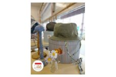 AO027【warmheart】モスグリーン×リバティのバケットハット/帽子(58.5cm)