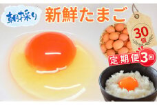 No.068 【毎月定期便3回】美味しい産みたて朝採り新鮮たまご（手集卵）ミネラルエッグ30個×3回