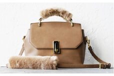 No.209-01 バッグの持ち手をオシャレにするファーハンドル2個セット（ベージュ） ／ 雑貨 日用品 鞄 千葉県