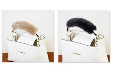 No.209-03 バッグの持ち手をオシャレにするファーハンドル2個セット（ベージュ・チャコールグレー） ／ 雑貨 日用品 鞄 千葉県