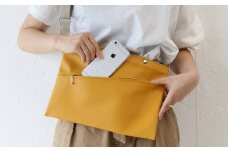 No.246-03 上質で上品でシンプルなショルダーバッグ「saco」（マスタード） ／ 雑貨 日用品 鞄 千葉県