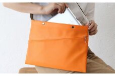No.246-11 上質で上品でシンプルなショルダーバッグ「saco」（オレンジ） ／ 雑貨 日用品 鞄 千葉県