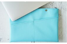 No.252-19 PVCレザーパソコンケース（クラッチバッグ）「match」13インチ用（ライトブルー） ／ 雑貨 日用品 入れ物 千葉県