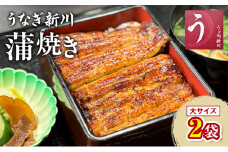 [№5904-0602]うなぎ新川 蒲焼き（大サイズ）2袋入り 　鰻 うなぎ蒲焼 蒲焼 タレ付き うな重 冷凍 成田市 千葉県