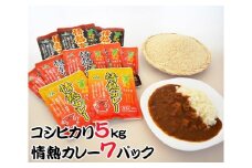 No.019 精米コシヒカリ5kgと情熱カレーセット ／ お米 白米 こしひかり レトルトカレー 千葉県