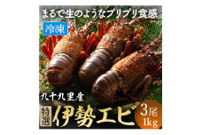 伊勢海老 刺身用 3尾 約1kg 九十九里 新鮮 刺し身 刺身 さしみ 真空 冷凍 リキッド凍結 伊勢 海老 旨味 甘み 鮮度 美味しい 贅沢 ご褒美 豪華 ギフト プレゼント 贈答  贈答用 記念日 家族 友人 パーティー 食事会 お祝い 祝い 送料無料 ふるさと納税 不動丸 千葉県 旭市 fdm025