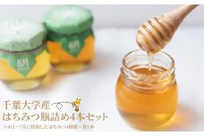 千葉大学産 はちみつ瓶詰め 4本セット 〈 国産 はちみつ 瓶 4本 セット 非加熱 砂糖不使用 ハチミツ 蜂蜜 ハニー HONEY 調味料 料理 朝食 紅茶 パン パンケーキ ホットケーキ おやつ 日本製 おすすめ 美味しい おいしい ギフト プレゼント 柏の葉キャンパス産 自宅用 家庭用 〉