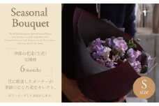 季節の花束(生花)の定期便・Sサイズ(6か月) 〈 花 定期便 生花 お花 記念日 誕生日 お祝い ギフト プレゼント インテリア 自宅用 全国発送 送料無料 冷蔵 そのまま飾れる 花器なし おすすめ かわいい ※お届け日指定不可  〉