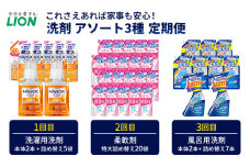 洗剤 アソート3種（定期便全3回）NANOX one スタンダード ソフランPSフローラルツメカエのみ ルックプラス バスタブクレンジング 洗濯洗剤 柔軟剤 お風呂 掃除 抗菌 除菌 詰め替え 定期便 市原市[№5689-0817]