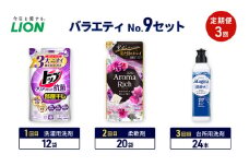 バラエティNo.9 セット 定期便3回 ライオン トップ クリアリキッド抗菌 ソフラン アロマリッチ 詰替 チャーミー マジカ ギフト 日用品 洗濯洗剤 柔軟剤 食器用洗剤 [№5689-1933]