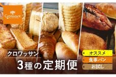 《カレーパングランプリ2025グランドチャンピオン受賞カレーパン入！》クロワッサン3種の定期便（オススメ、食事パン、お試し）クロワッサン 食パン　朝食 ランチ セット [№5689-1960]