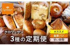 《カレーパングランプリ2025グランドチャンピオン受賞カレーパン入！》クロワッサン3種の定期便（オススメ、食事パン、甘い時間）クロワッサン 食パン　朝食 ランチ セット [№5689-1962]