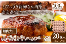 黒毛和牛 100% ハンバーグ 1個 140g 20個 株式会社精肉大山《30日以内に出荷予定(土日祝除く)》 st-p