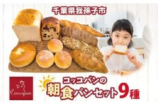 Coccopan コッコパンの朝食パンセット パン コッコパン 朝食 パンセット 9種 クルミ バケット 冷凍パン 詰め合わせ お取り寄せ セット 一人暮らし ベーグル レーズン食パン 玄米パン グラハム ツオップ 千葉県 我孫子市 