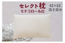 セレクト枕 モチコロール白 標準タイプ 高さ高め （43×63cm）