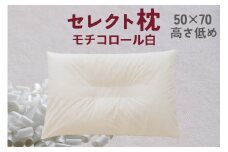 セレクト枕 モチコロール白 中央くぼみタイプ 高さ低め（50×70cm）