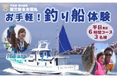 【第三新生合同丸】お手軽！釣り船体験コース（平日限定６時間３名様まで）　[0120-0006]