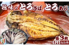 【極味のひもの】脂の乗った『とろさば・とろあじ』干物 各３枚 選べる定期便５カ月《隔月》　[0072-0005]