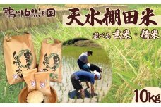 【鴨川自然王国】自然の恵みで育った〜天水棚田米〜 選べる《玄米》10kg　[0018-0014]