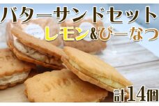 【中島屋菓子店】バターサンドセット　レモン&ぴーなつ 計14個 [0010-0347]