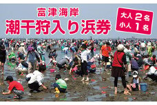 富津海岸 潮干狩入り浜券（大人2枚・小人1枚・網袋付）