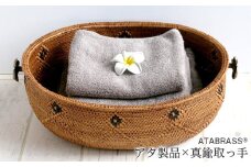 BAI-264SIN アタ 真鍮お花取っ手楕円バスケット（W38.5cm）