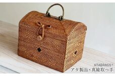 BAX-265SIN アタ 真鍮持ち手メディカルボックス（ドット・W24×D17×H18.5）