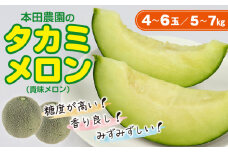 本田農園のタカミメロン4～6玉（5～7kg）【6月下旬～7月末頃発送】