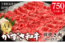 【到着日指定可能】富津市産「かずさ和牛」網焼き肉（サーロイン）750g／5人前【KYS-75】