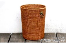 BAI-233SIN アタブラスごみ箱（無地・φ20×H25）：花形取っ手　アタ 真鍮