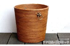 BAI-195SIN アタ 真鍮取っ手ごみ箱（無地・直径25×高さ25cm）：星取っ手