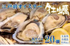 殻付生牡蠣「江戸前オイスター」（２年牡蠣） 大サイズ20個　牡蠣ナイフ・軍手付