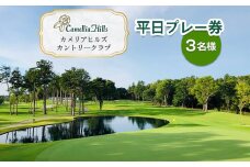 カメリアヒルズカントリークラブ 平日プレー券(3名様)｜ゴルフ 平日 利用券 チケット プレー券 ラウンド キャディ アクアライン レジャー 体験 スポーツ 千葉 房総 袖ケ浦 [0360ch]