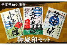 袖ケ浦市「御城印」3枚セット (川原井里見城・小坪館・蔵波城)｜袖ケ浦 城 史跡 歴史 山城 ガール むつみ デザイン カード 城郭 記念 [0418ch]