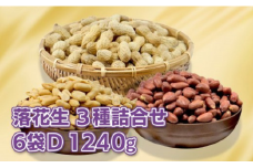 落花生 千葉県八街市産 計 1240g 【 千葉県 八街市産 】落花生 「 千葉半立 」×「 ナカテユタカ 」食べ比べセット【大D】「ナカテユタカ殻付き（220g×2袋）/ナカテユタカ味付（200g×2袋）/千葉半立バターピーナッツ（200g×2袋）」