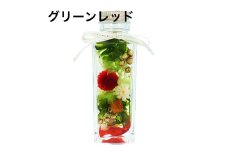 ギフト用ハーバリウム　グリーンレッド（メッセージカード・プレゼントBOX付）