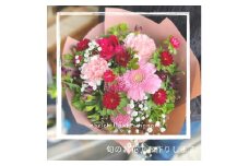 旬のお花で作るフレッシュブーケ (ピンク系) [0216]