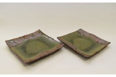 釉彩小角皿 2枚セット 和食器 陶芸品《受注制作》