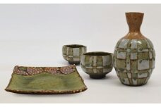 釉彩晩酌セット 和食器 徳利 お猪口 2個 小角皿 1枚 陶芸品《受注制作》