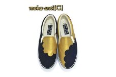 手描きスニーカー「moku-anti（G）」26.5cm アンティークゴールド×ブラック【受注制作】