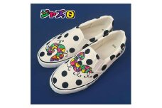 手描きスニーカー「ジャズ0」23.0cm 水玉模様 アシンメトリー【受注制作】