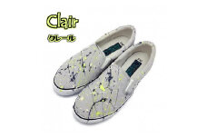 手描きスニーカー「Clair（クレール）」24.5cm グレーベース【受注制作】