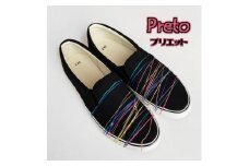 手描きスニーカー「Preto（プリエット）」23.0cm 黒地【受注制作】