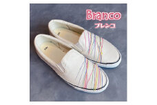 手描きスニーカー「Branco（ブレンコ）」24.5cm 白地【受注制作】