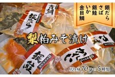 梨粕みそ漬け 鮮魚5種詰め合わせ Eセット（銀だら・かれい・さば・銀鮭・いか）