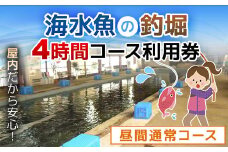 屋内型 海水魚の釣堀4時間コース利用券（昼間通常コース） / ふるさと納税 利用券 チケット 釣り フィッシング 釣り堀 釣堀 海水魚 屋内 4時間 コリュッシュ Ko-Lish ちば 千葉県産とみさと 富里 富里市 TMW002