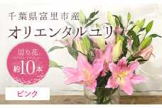 富里市産　オリエンタルユリ切り花（ピンク）約10本 TMG003 / ふるさと納税 オリエンタルユリ おりえんたるゆり ユリ ゆり 花 はな 切り花 きりばな 送料無料  千葉県 富里市  